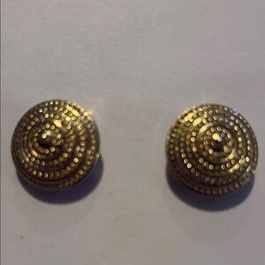 Gold Circular Stud Earrings